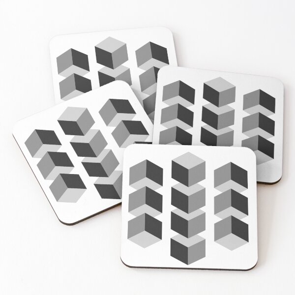 Item preview, [W.THI] Black White Gray 3D Stacks of Cubes - Minimal Isometric - Repetition Planes designed and sold by Warit THI.