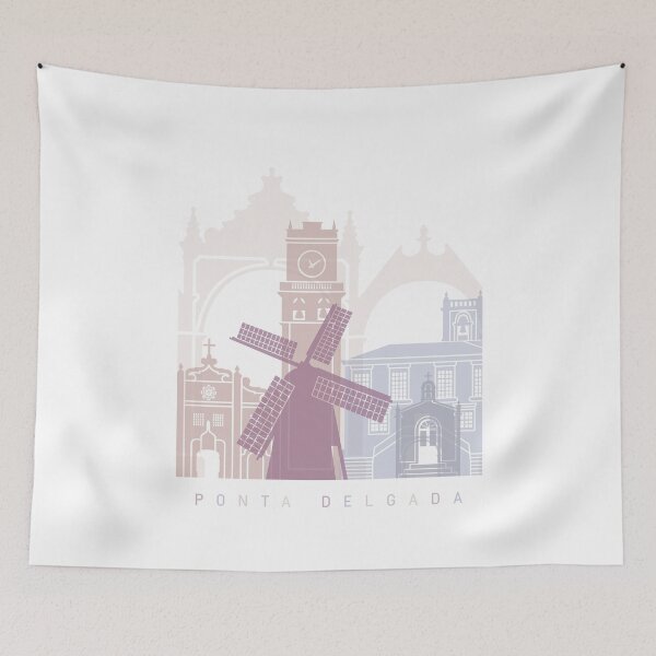 Item preview, PONTA DELGADA SKYLINE POSTER PASTEL designed and sold by paulrommer.