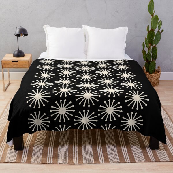 Item preview, Mid Century Molecules Center Stripe Retro Atomic Pattern Black and Almond Cream designed and sold by kierkegaard.