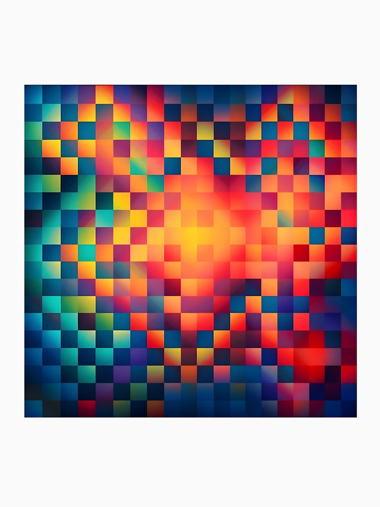 Thumbnail 4 of 4, Fitted V-Neck T-Shirt, Colorful Tile Checker Pattern designed and sold by PatternBestFan.