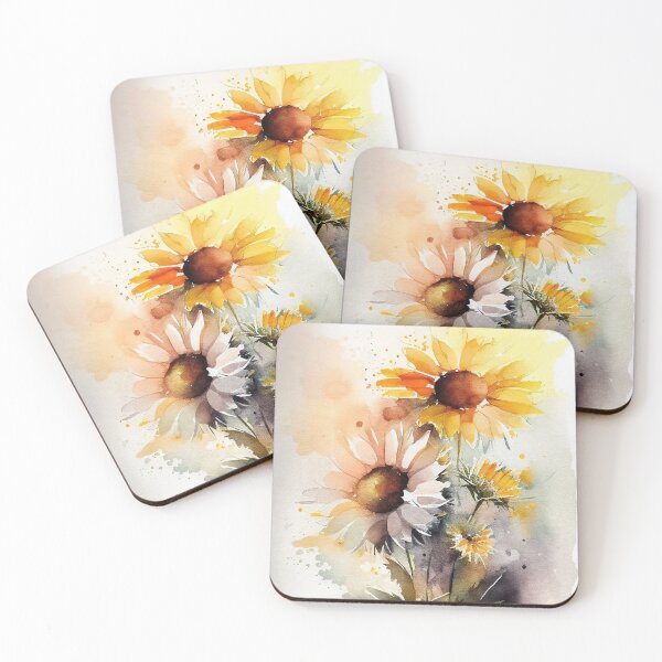 Item preview, Sunflower and daisy Flower collection #19 watercolor designed and sold by LollyShineART.
