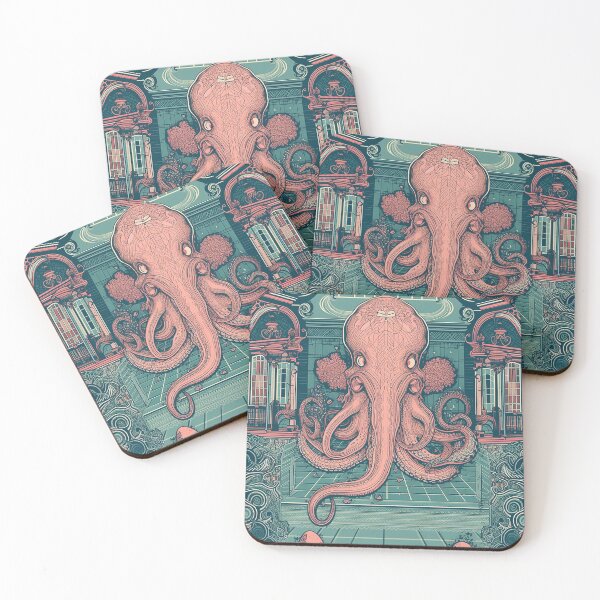 Item preview, Octopus - Art Nouveau Pink and Blue designed and sold by k2lu533.