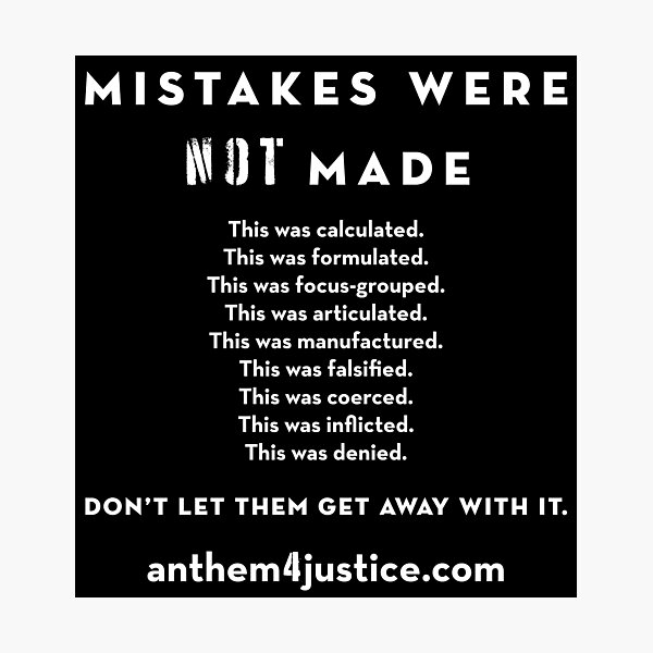 Mistakes Were NOT Made: An Anthem for Justice (This Was Calculated) Photographic Print