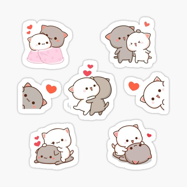 Cute Mochi Mochi Friends Cats Sticker - Sticker Mania