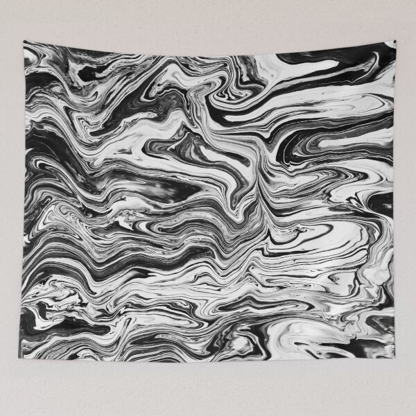 Item preview, Black and white abstract contour line style fluid art paintinf designed and sold by PuzbieArts.