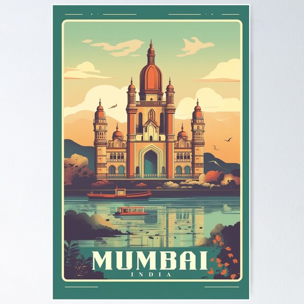 Item preview, Mumbai India Vintage Poster designed and sold by LoinneSio.