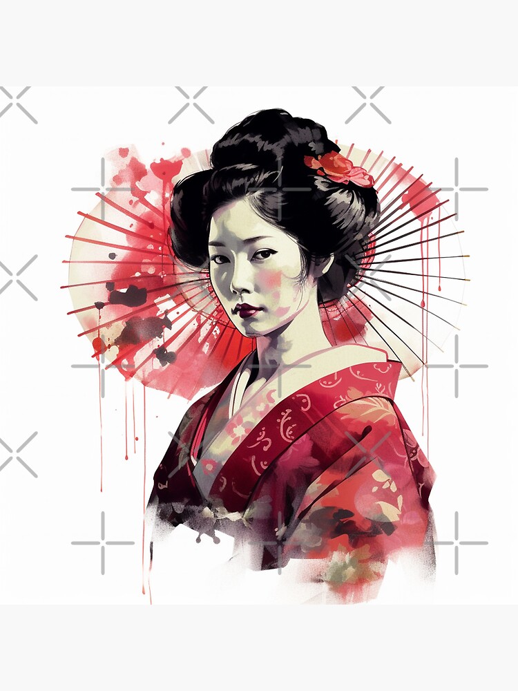 The geisha with the pink flowers © - 🅵🆁🅰🅽🅲🅴🆂🅲🅾 🅼🅰🅿🅿🅰 -  Paintings & Prints, People & Figures, Portraits, Female - ArtPal