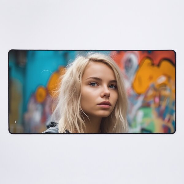 Artikelvorschau, Wunderschöne Frau vor einer Graffitiwand entworfen und verkauft von Cr-AI-tive.