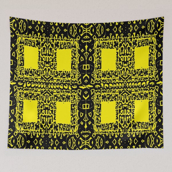 Item preview, Windows 1895, Yellow Black Abstract Art designed and sold by ubustudio.