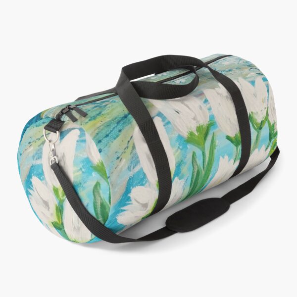 Item preview, Spring White Tulip Flowers In A Yellowish Vase With A Teal Background  designed and sold by PATRICIA HOUSTON.