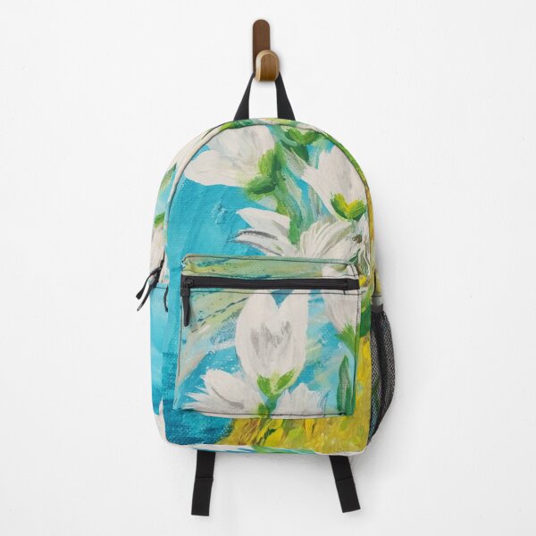 Item preview, Spring White Tulip Flowers In A Yellowish Vase With A Teal Background designed and sold by PATRICIA HOUSTON.