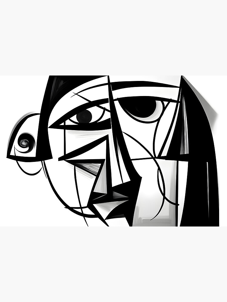 Poster avec l uvre Visage Cubisme Art Abstrait Noir et Blanc