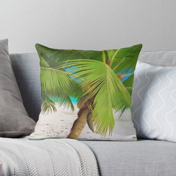 Beach and Palm Tree - Exotic Escape Throw Pillow