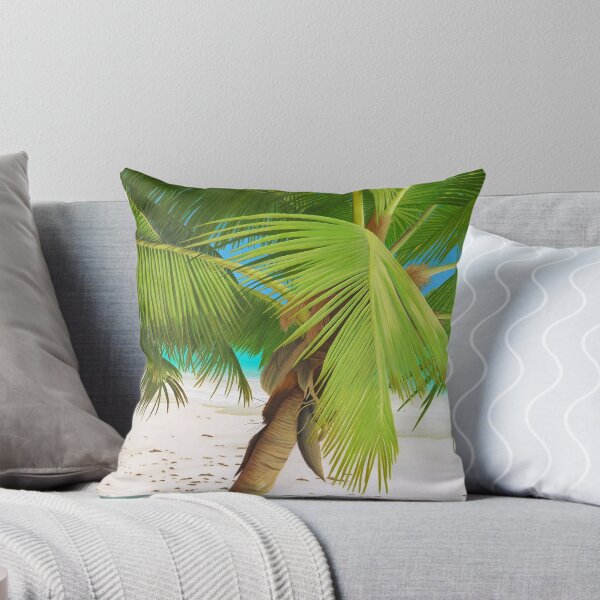 Item preview, White Sand Beach with Palm Trees and Turquoise Sea - Tropical and Relaxing Illustration designed and sold by Ambiance Sauvage.