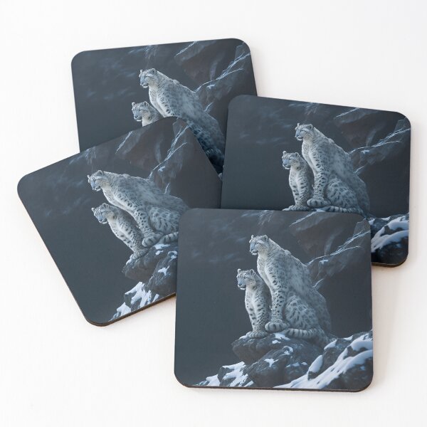 Item preview, Pair of snow leopards sitting on a snowy rock. designed and sold by ScarletWild.