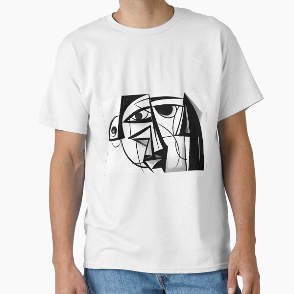 Item preview, Face Cubism Abstract Art Black and White Picasso Inspiration Wall Art Poster Canvas BW designed and sold by Univers Noir et Blanc.