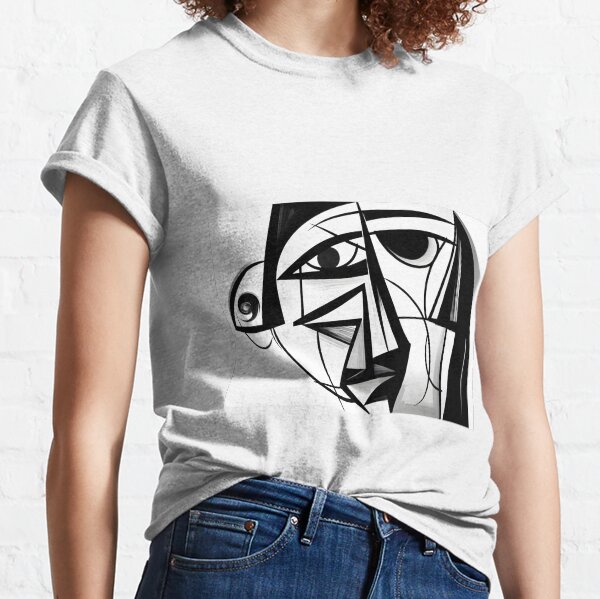 Item preview, Face Cubism Abstract Art Black and White Picasso Inspiration Wall Art Poster Canvas BW designed and sold by Univers Noir et Blanc.