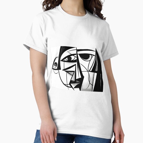 Artikel-Vorschau von Gesicht Kubismus Abstrakte Kunst Schwarz-Weiß Picasso inspirierte Wandkunst Poster Leinwand BW, designt und verkauft von Univers Noir et Blanc.