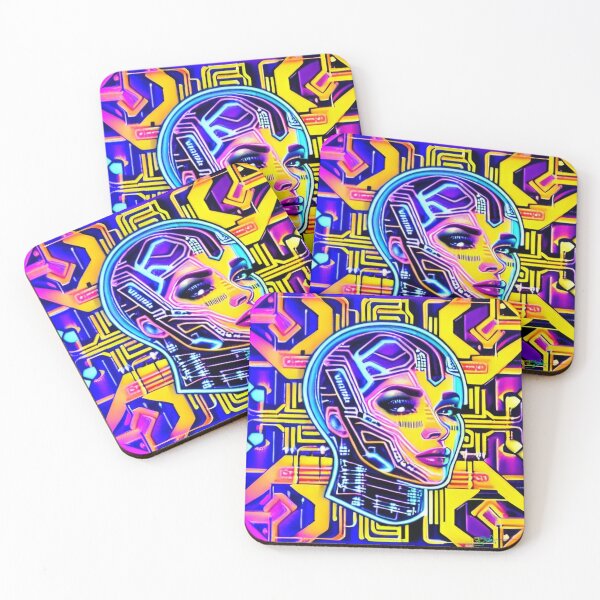 Item preview, Neon Cyberpunk Cyborg Girl 4 designed and sold by Benito Del Ray.