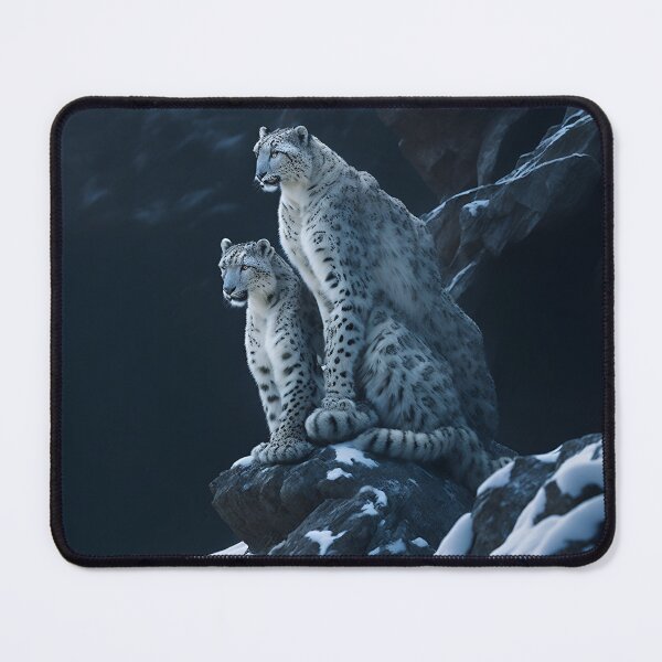 Item preview, Pair of snow leopards sitting on a snowy rock. designed and sold by ScarletWild.