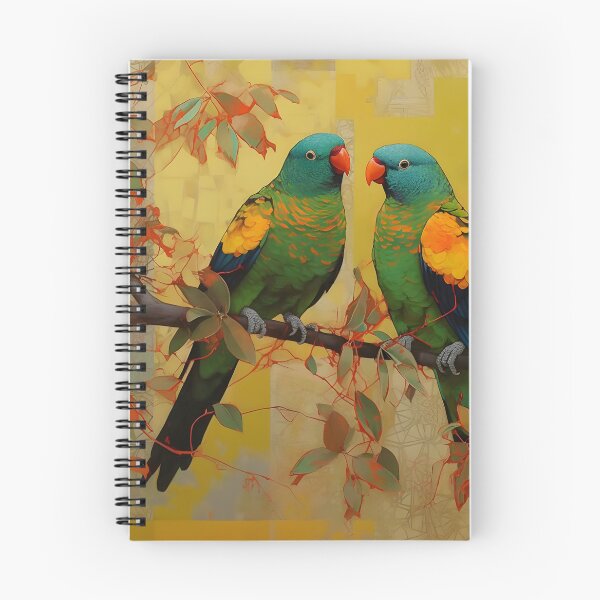 Item preview, Australian Parrots on Golden Wattle designed and sold by StickeryPickery.