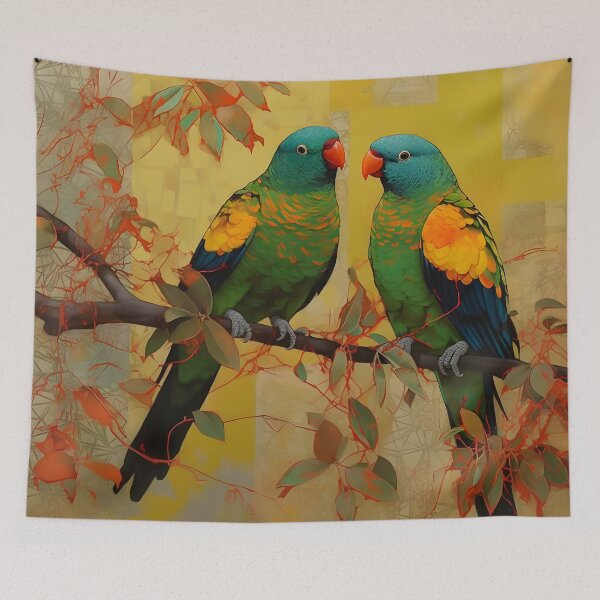 Item preview, Australian Parrots on Golden Wattle designed and sold by StickeryPickery.