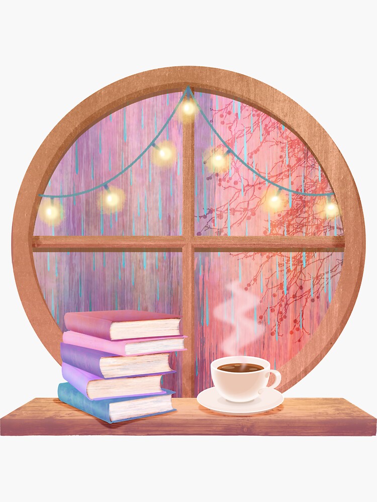 Thumbnail 3 of 3, Sticker, Cozy Rainy Day designed and sold by -DearTreehouse-.