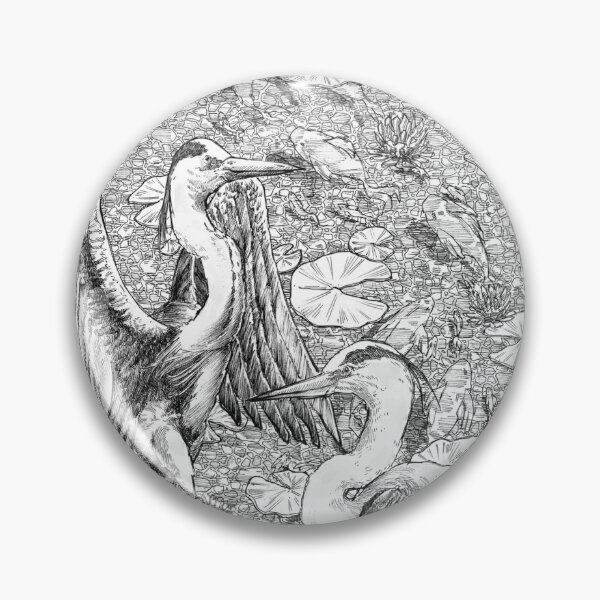 Item preview, artwork with wild landscape scene with lake, herons and fish designed and sold by Weronika Trzeciak.