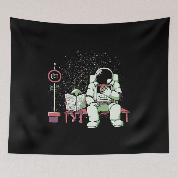 Item preview, Astronaut In a Bus Stop Funny Alien Reading Newspaper by Tobe Fonseca designed and sold by Tobe Fonseca®.