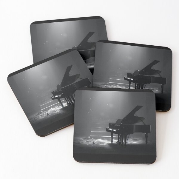 Item preview, Piano Picture Chinese Shadow Black and White Dark Scene Melancholy Piano BW designed and sold by Univers Noir et Blanc.