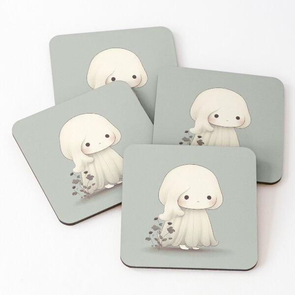 Item preview, A cute little ghost in a lonely mood designed and sold by Siamcatshop.
