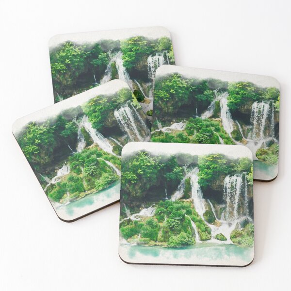 Item preview, Watercolor of waterfall in the forest designed and sold by FotoMahieu.