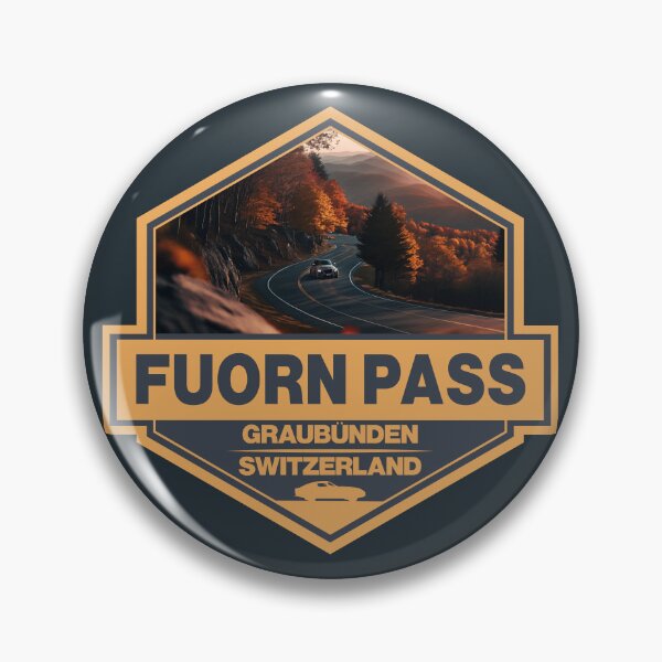 Item preview, Fuorn Pass Switzerland Travel Art Badge designed and sold by KrisSidDesigns.