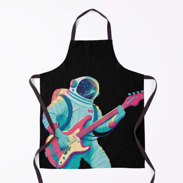 Item preview, Space man playing electric guitar(Black background) designed and sold by SMALL BEAR ART.