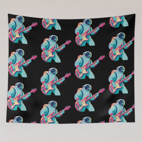 Item preview, Space man playing electric guitar（Black background） designed and sold by SMALL BEAR ART.
