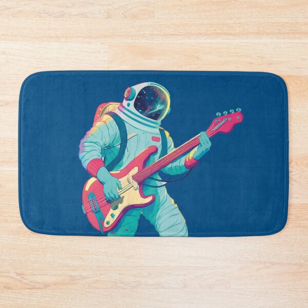 Item preview, Space man playing electric guitar（Dark blue background） designed and sold by SMALL BEAR ART.