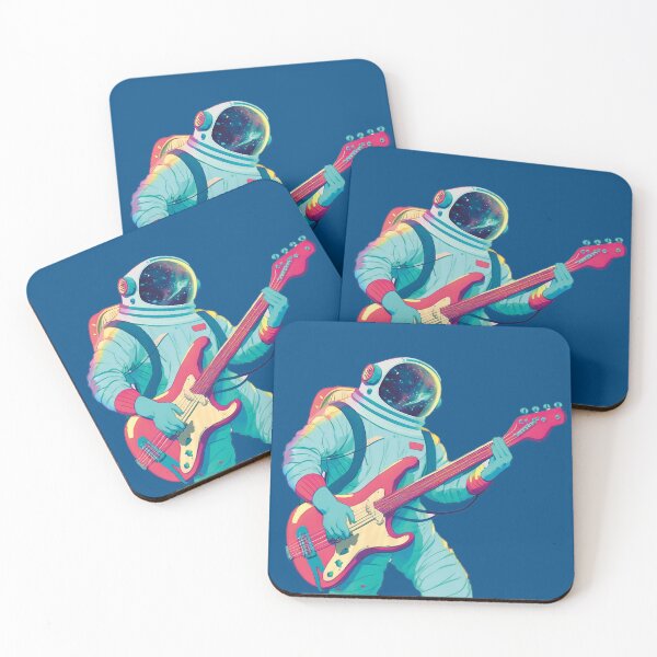 Item preview, Space man playing electric guitar（Dark blue background） designed and sold by SMALL BEAR ART.