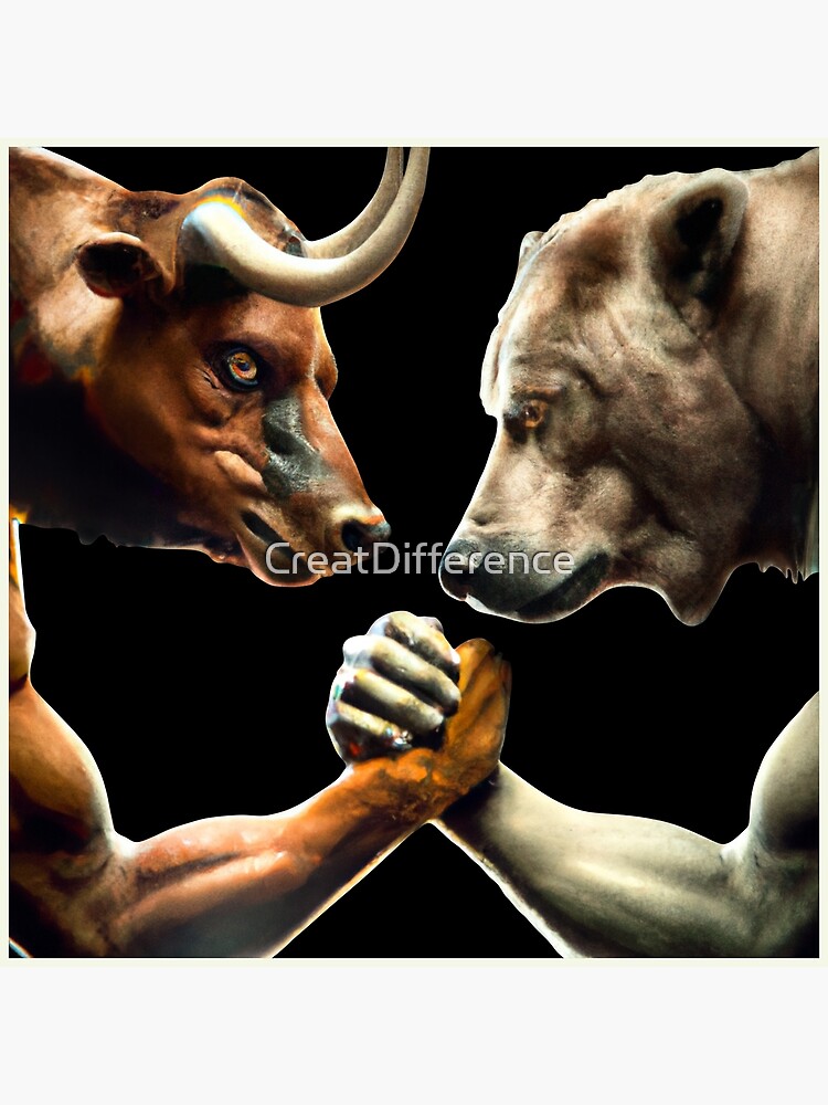 Bull vs Bear Trading Stock Market Investing AI Art Poster by  CreatDifference