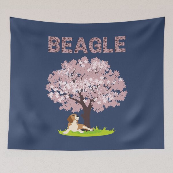 Item preview, Beagle Dog Under Spring Cherry Blossom (Sakura) Tree designed and sold by SeasonalDogs.