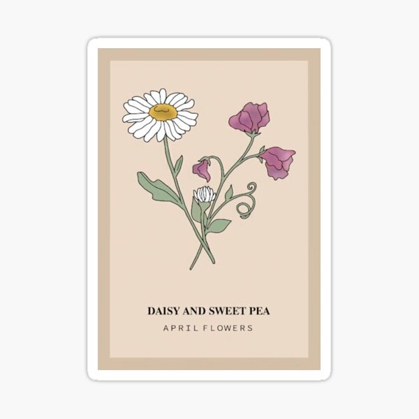 Item preview, April Birth Flowers: Daisy And Sweet Pea designed and sold by Malena HM.