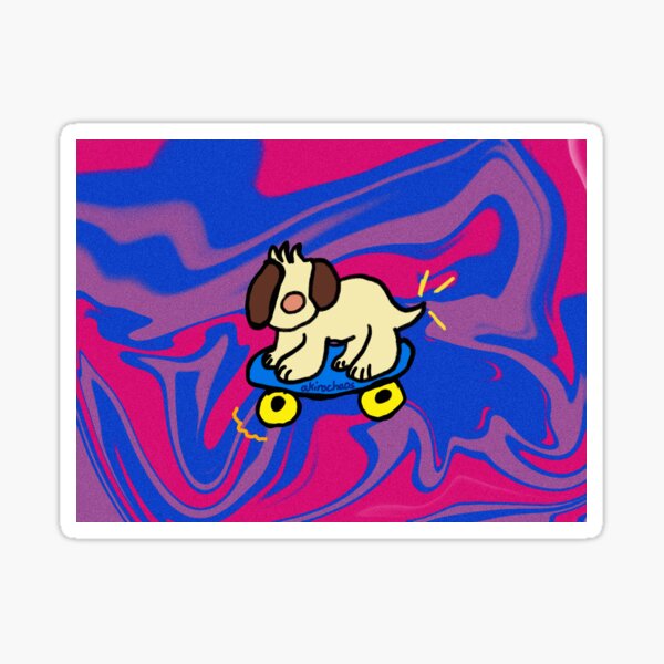 Skateboard ruffos swirly bi Sticker