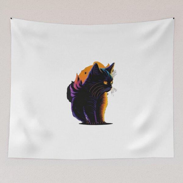 Item preview, Colorful Cat Silhouette Sunset Design - Unique 3D Vector Art designed and sold by MediaPOX.