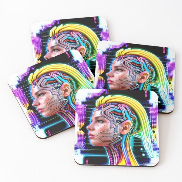 Item preview, Neon Cyberpunk Cyborg Girl 6 designed and sold by Benito Del Ray.