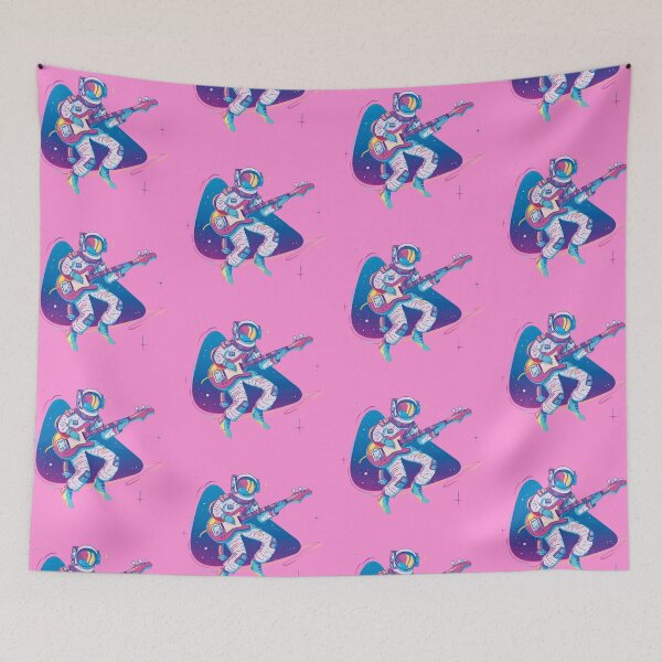 Item preview, Fantasy space man playing in a band.（Pinkish purple background） designed and sold by SMALL BEAR ART.