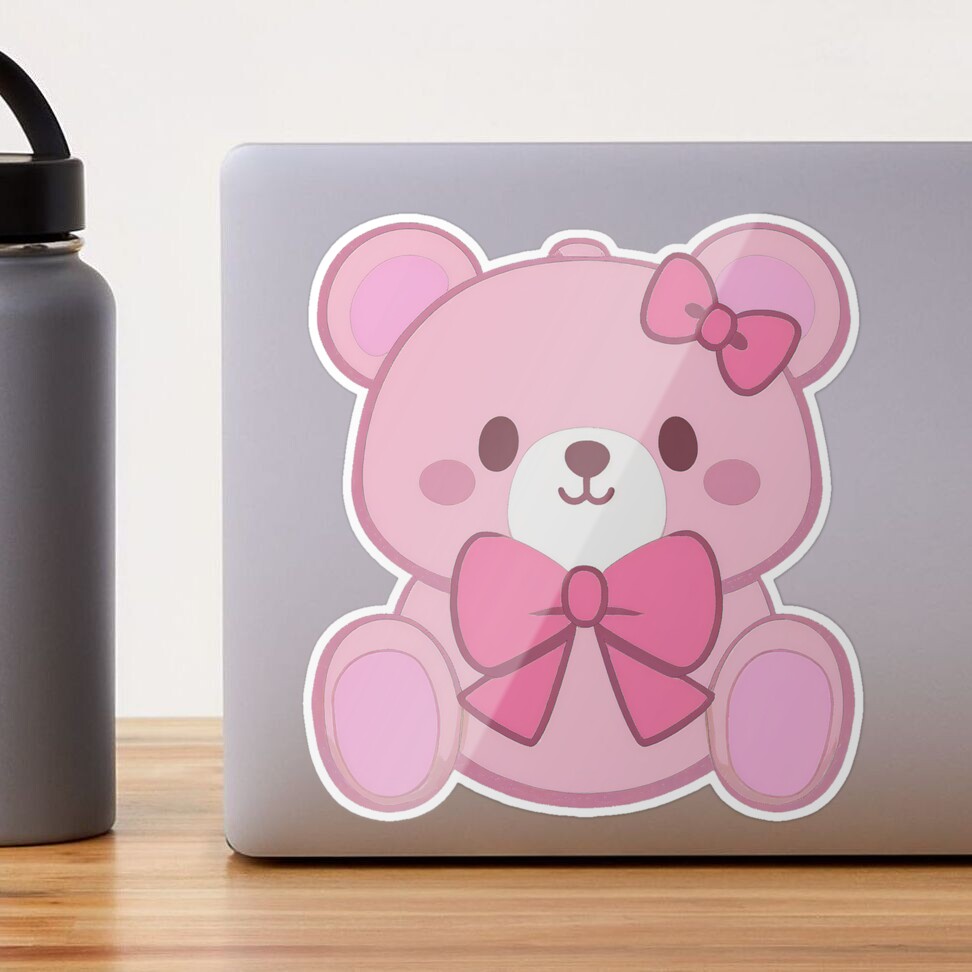 Kids Pink Teddy Bear Decal - TenStickers