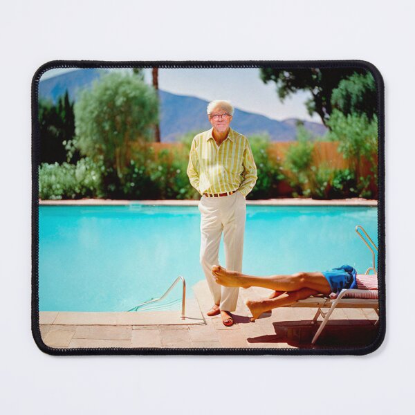 Item preview, An older man and his young friend by a LA pool in 1966 designed and sold by KALEIDOSCOPE UK.