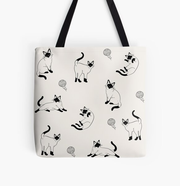 Cartoon cat heads black pattern Classic Sublimation Tote Bag – I love  Veterinary