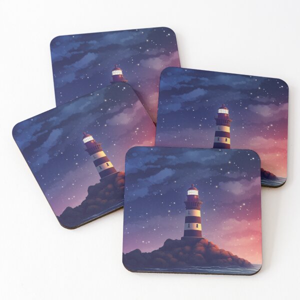 Item preview, Guiding Stars: A Majestic Lighthouse Against a Starry Night Sky designed and sold by Scraponzo.
