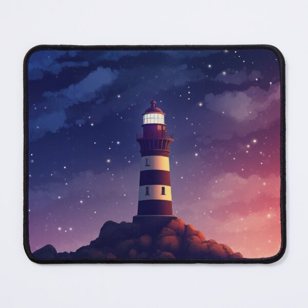 Item preview, Guiding Stars: A Majestic Lighthouse Against a Starry Night Sky designed and sold by Scraponzo.