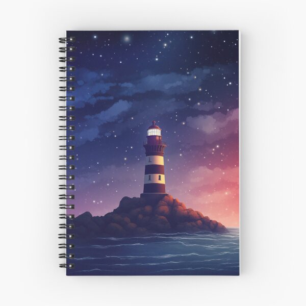 Item preview, Guiding Stars: A Majestic Lighthouse Against a Starry Night Sky designed and sold by Scraponzo.